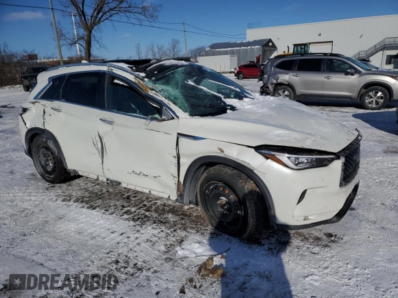 2020 Infiniti QX50 Luxe with VIN 3PCAJ5M33LF114454, listed as a Copart auction lot 42138825 with 83,663 mi miles and Non repairable. Bid and sale history available at DreamBid. Image 4.