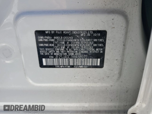2017 Subaru Forester Premium with VIN JF2SJAGC7HH488972, listed as a Copart auction lot 44062173 with 142,088 mi miles. Bid and sale history available at carsss.com. Image 12.