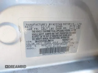 2014 Nissan Note S Plus with VIN 3N1CE2CP4EL396174, listed as a IAAI auction lot 41603850 with 123,204 mi miles and . Bid and sale history available at DreamBid. Image 9.