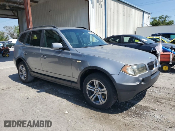 2005 BMW X3 3.0i with VIN WBXPA93495WD11807, listed as a Copart auction lot 58257665 with 207,752 mi miles and Salvage title. Bid and sale history available at DreamBid. Image 4.