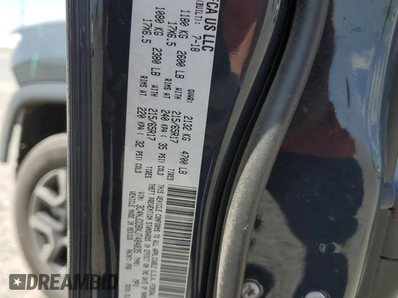 2018 Jeep Compass Trailhawk with VIN 3C4NJDDBXJT484835, listed as a Copart auction lot 61542415 with 59,389 mi miles and Salvage title. Bid and sale history available at DreamBid. Image 14.