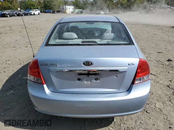 2008 Kia Spectra EX with VIN KNAFE122485516924, listed as a Copart auction lot 74255984 with 196,207 mi miles and Salvage Title. Bid and sale history available at carsss.com. Image 6.