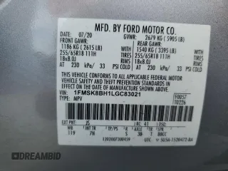 2020 Ford Explorer with VIN 1FMSK8BH1LGC83021, listed as a Copart auction lot 51716215 with 93,050 mi miles and Salvage title. Bid and sale history available at DreamBid. Image 13.