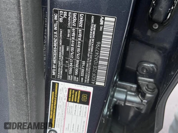 2013 Mercedes-Benz GL 450 z VIN 4JGDF7CE1DA247796, wystawiony jako Copart lot #59948105 z przebiegiem 133 542 mil mil oraz Czysty tytuł • Clean title. Historia ofert i sprzedaży dostępna na DreamBid. Obrazek 10.