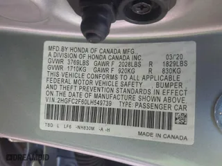 2020 Honda Civic Sedan LX with VIN 2HGFC2F60LH549739, listed as a IAAI auction lot 40922240 with 127,958 mi miles. Bid and sale history available at carsss.com. Image 9.
