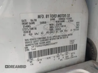 2008 Ford F-250 XL with VIN 1FTSW21R28EE33477, listed as a IAAI auction lot 41359324 with 248,497 mi miles. Bid and sale history available at carsss.com. Image 9.
