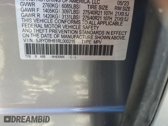 2024 Acura MDX Type S w/Advance Package with VIN 5J8YD8H81RL000215, listed as a Copart auction lot 86654074 with 29,951 mi miles and Salvage Title. Bid and sale history available at carsss.com. Image 14.