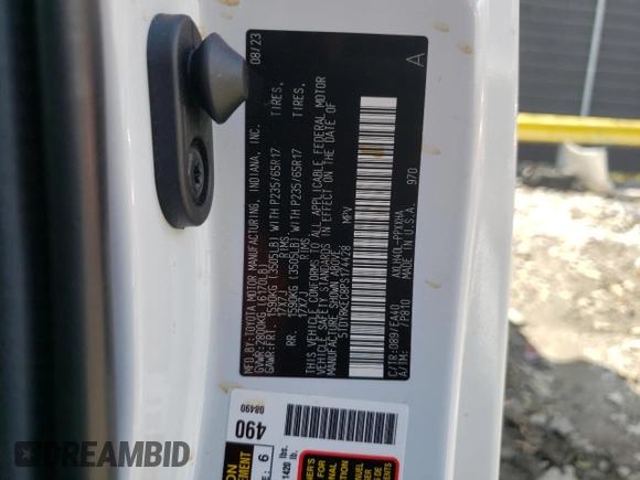 2023 Toyota Sienna XLE z VIN 5TDYRKEC8PS174428, wystawiony jako Copart lot #53270175 z przebiegiem 18 003 mil mil oraz Szkoda całkowita • Salvage title. Historia ofert i sprzedaży dostępna na DreamBid. Obrazek 15.