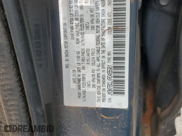2024 Mazda CX-5 S Carbon Edition with VIN JM3KFBCLXR0465981, listed as a Copart auction lot 48335995 with Not Provided miles and Salvage Title. Bid and sale history available at DreamBid. Image 12.
