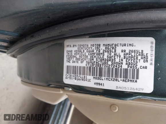 2003 Toyota Avalon XL with VIN 4T1BF28B73U272434, listed as a IAAI auction lot 42019673 with 231,796 mi miles and . Bid and sale history available at carsss.com. Image 9.