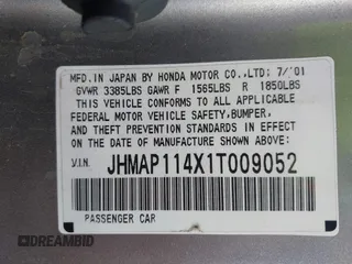 2001 Honda S2000 z VIN JHMAP114X1T009052, wystawiony jako IAAI lot #42264098 z przebiegiem 145 313 mil mil oraz . Historia ofert i sprzedaży dostępna na DreamBid. Obrazek 9.
