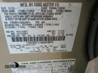 2006 Ford Freestyle SE with VIN 1FMZK01116GA24876, listed as a Copart auction lot 46689905 with 189,401 mi miles and Salvage Title. Bid and sale history available at carsss.com. Image 13.