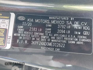 2021 Kia Forte FE z VIN 3KPF24AD0ME312622, wystawiony jako IAAI lot #41329338 z przebiegiem 29 722 mil mil oraz . Historia ofert i sprzedaży dostępna na DreamBid. Obrazek 9.