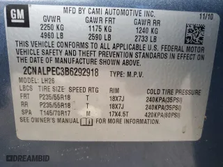 2011 Chevrolet Equinox LT w/2LT with VIN 2CNALPEC3B6292918, listed as a Copart auction lot 45746925 with 175,422 mi miles and Salvage Title. Bid and sale history available at carsss.com. Image 13.