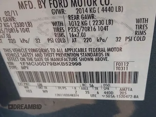 2011 Ford Escape XLT with VIN 1FMCU0D79BKB52998, listed as a IAAI auction lot 41980154 with 175,375 mi miles. Bid and sale history available at carsss.com. Image 9.
