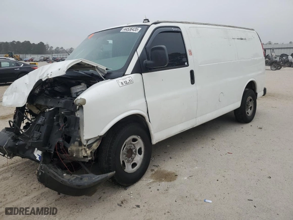 2011 Chevrolet Express Cargo Van with VIN 1GCWGFCA0B1169848, listed as a Copart auction lot 44536435 with 0 mi miles and Salvage Title. Bid and sale history available at carsss.com. Image 1.
