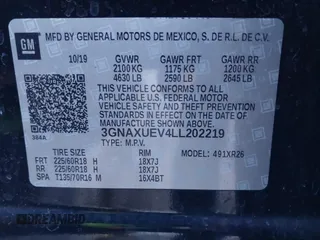 2020 Chevrolet Equinox LT with VIN 3GNAXUEV4LL202219, listed as a IAAI auction lot 42056575 with 122,613 mi miles and . Bid and sale history available at DreamBid. Image 9.