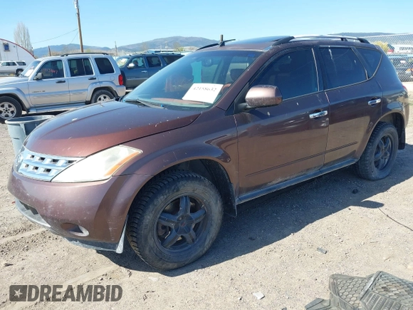 2003 Nissan Murano SL with VIN JN8AZ08W03W218075, listed as a IAAI auction lot 42158632 with 127,762 mi miles and . Bid and sale history available at DreamBid. Image 2.