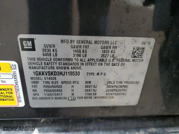 2017 GMC Acadia Limited Limited with VIN 1GKKVSKD3HJ118530, listed as a Copart auction lot 49781575 with 137,167 mi miles and Salvage Title. Bid and sale history available at carsss.com. Image 15.