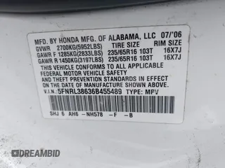 2006 Honda Odyssey EX-L with VIN 5FNRL38636B455489, listed as a IAAI auction lot 42068929 with 289,673 mi miles. Bid and sale history available at carsss.com. Image 9.