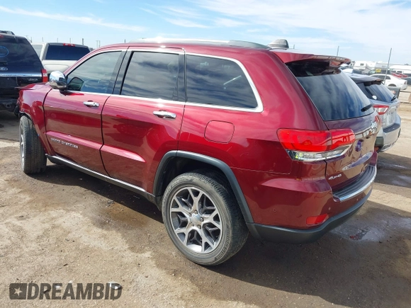 2019 Jeep Grand Cherokee Limited with VIN 1C4RJFBG8KC786522, listed as a IAAI auction lot 41481426 with 33,569 mi miles and . Bid and sale history available at DreamBid. Image 3.