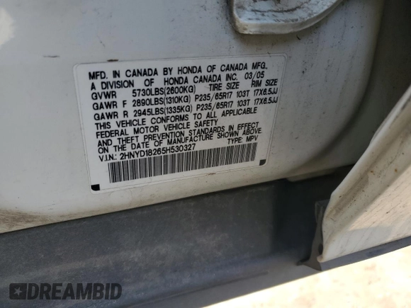 2005 Acura MDX with VIN 2HNYD18265H530327, listed as a Copart auction lot 89023665 with 207,147 mi miles and Salvage Title. Bid and sale history available at carsss.com. Image 12.