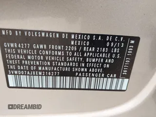 2014 Volkswagen Jetta SE with VIN 3VWD07AJXEM216277, listed as a IAAI auction lot 42748790 with 162,369 mi miles and . Bid and sale history available at DreamBid. Image 9.