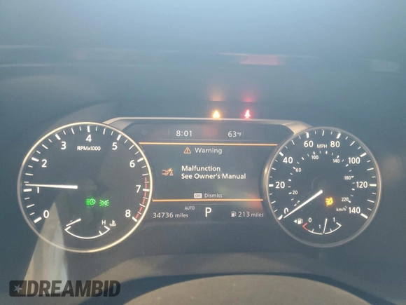 2022 Nissan Pathfinder SL with VIN 5N1DR3CCXNC223100, listed as a Copart auction lot 49056955 with 34,736 mi miles and Salvage title. Bid and sale history available at DreamBid. Image 9.