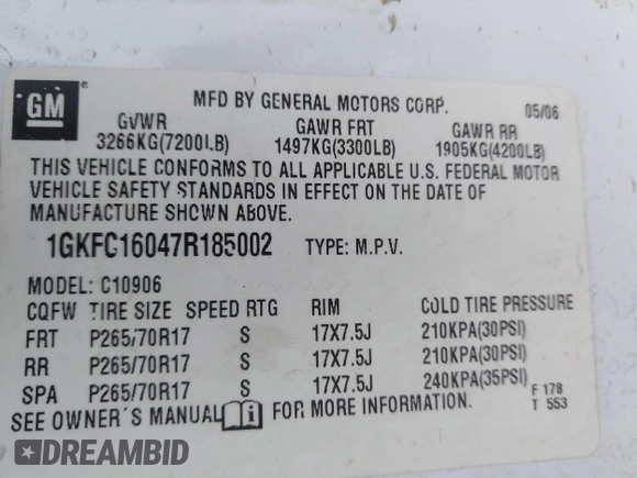 2007 GMC Yukon XL SLT with VIN 1GKFC16047R185002, listed as a IAAI auction lot 41933776 with 189,187 mi miles. Bid and sale history available at carsss.com. Image 9.