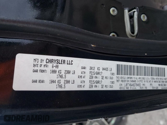 2008 Jeep Patriot Limited with VIN 1J8FT48W48D784052, listed as a Copart auction lot 84466004 with 124,667 mi miles and Salvage Title. Bid and sale history available at DreamBid. Image 13.