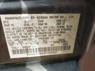 2003 Nissan Altima S with VIN 1N4AL11D03C165042, listed as a IAAI auction lot 41888473 with 306,629 mi miles. Bid and sale history available at carsss.com. Image 9.