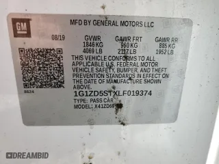 2020 Chevrolet Malibu LT with VIN 1G1ZD5STXLF019374, listed as a Copart auction lot 53760185 with 128,741 mi miles and Clean Title. Bid and sale history available at carsss.com. Image 12.