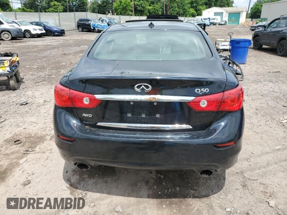 2015 Infiniti Q50 z VIN JN1BV7AR7FM421993, wystawiony jako Copart lot #60709065 z przebiegiem Nie podano mil oraz Szkoda całkowita • Salvage title. Historia ofert i sprzedaży dostępna na DreamBid. Obrazek 6.
