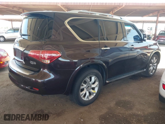 2012 Infiniti QX56 7-passenger with VIN JN8AZ2NE8C9020897, listed as a IAAI auction lot 42453571 with 173,145 mi miles and . Bid and sale history available at DreamBid. Image 4.