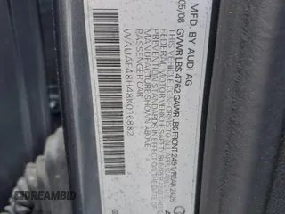 2008 Audi A4 2.0T z VIN WAUAF48H48K016882, wystawiony jako Copart lot #55767335 z przebiegiem 156 138 mil mil oraz Szkoda całkowita • Salvage title. Historia ofert i sprzedaży dostępna na DreamBid. Obrazek 13.