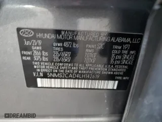 2020 Hyundai Santa Fe SE with VIN 5NMS2CAD4LH142619, listed as a Copart auction lot 84668674 with 95,999 mi miles and Salvage Title. Bid and sale history available at carsss.com. Image 15.