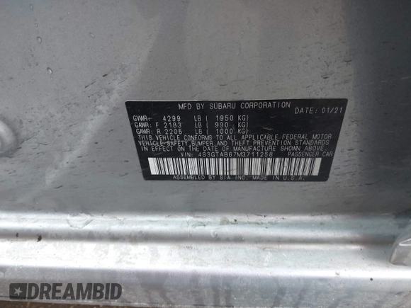 2021 Subaru Impreza z VIN 4S3GTAB67M3711258, wystawiony jako IAAI lot #41902316 z przebiegiem 11 441 mil mil oraz . Historia ofert i sprzedaży dostępna na DreamBid. Obrazek 9.