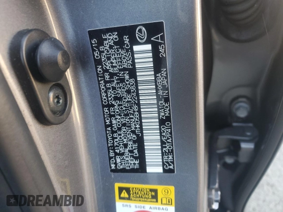 2015 Lexus CT 200h with VIN JTHKD5BH8F2243838, listed as a Copart auction lot 49727745 with 107,813 mi miles and Salvage title. Bid and sale history available at DreamBid. Image 14.