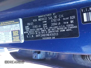 2022 Kia Forte LXS with VIN 3KPF24AD1NE416313, listed as a IAAI auction lot 41521194 with 75,067 mi miles and . Bid and sale history available at DreamBid. Image 9.