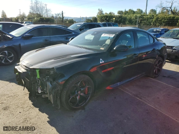 2017 Alfa Romeo Giulia Quadrifoglio with VIN ZARFAEAVXH7518866, listed as a Copart auction lot 87729835 with 34,400 mi miles and Salvage Title. Bid and sale history available at carsss.com. Image 1.