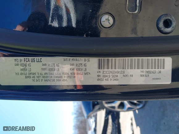 2016 Dodge Challenger SXT Plus with VIN 2C3CDZAG2GH301218, listed as a IAAI auction lot 41894825 with 124,209 mi miles. Bid and sale history available at carsss.com. Image 9.