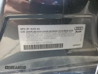 2007 Audi A4 with VIN WAUKF98E57A152630, listed as a Copart auction lot 76927614 with 71,930 mi miles and Salvage title. Bid and sale history available at DreamBid. Image 12.