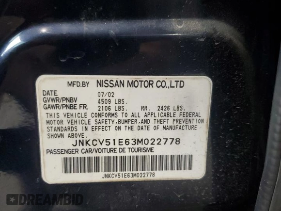 2003 Infiniti G35 w/Leather with VIN JNKCV51E63M022778, listed as a Copart auction lot 56683764 with 181,943 mi miles and Salvage Title. Bid and sale history available at carsss.com. Image 15.