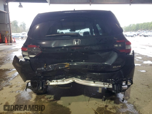 2025 Honda Pilot Elite with VIN 5FNYG1H89SB073869, listed as a Copart auction lot 87856445 with 2,966 mi miles and Salvage Title. Bid and sale history available at DreamBid. Image 6.