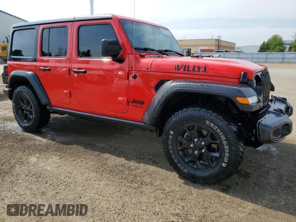 2022 Jeep Wrangler Unlimited Willys with VIN 1C4HJXDN7NW217581, listed as a Copart auction lot 64223115 with 51,132 mi miles and Clean title. Bid and sale history available at DreamBid. Image 4.
