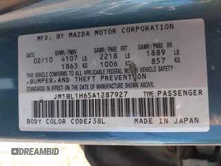 2010 Mazda 3 S Sport with VIN JM1BL1H65A1287927, listed as a IAAI auction lot 42565871 with 239,921 mi miles and . Bid and sale history available at DreamBid. Image 9.