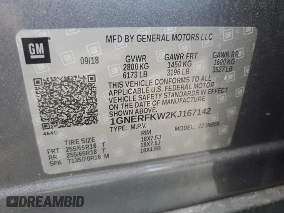 2019 Chevrolet Traverse LS with VIN 1GNERFKW2KJ167142, listed as a Copart auction lot 70582354 with 88,677 mi miles and Salvage Title. Bid and sale history available at carsss.com. Image 13.