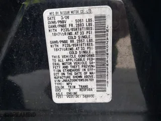 2006 Nissan Murano SL with VIN JN8AZ08W76W536781, listed as a IAAI auction lot 41937775 with 167,866 mi miles. Bid and sale history available at carsss.com. Image 9.