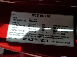 2019 Tesla Model 3 Long Range with VIN 5YJ3E1EB1KF387273, listed as a Copart auction lot 47318605 with 57,111 mi miles and Salvage Title. Bid and sale history available at carsss.com. Image 15.