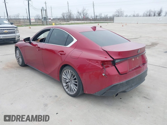 2022 Lexus IS with VIN JTHDA1D21N5119328, listed as a IAAI auction lot 41558644 with 44,241 mi miles. Bid and sale history available at carsss.com. Image 3.